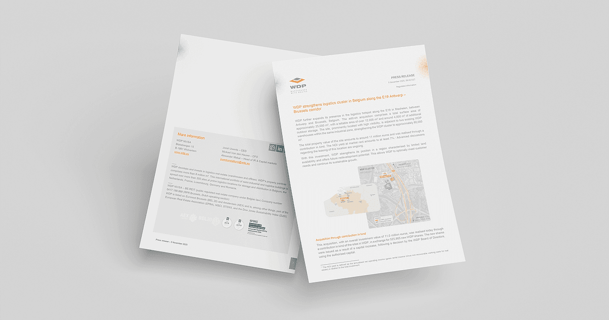 Warehouses De Pauw | WDP strengthens logistics cluster in Belgium…