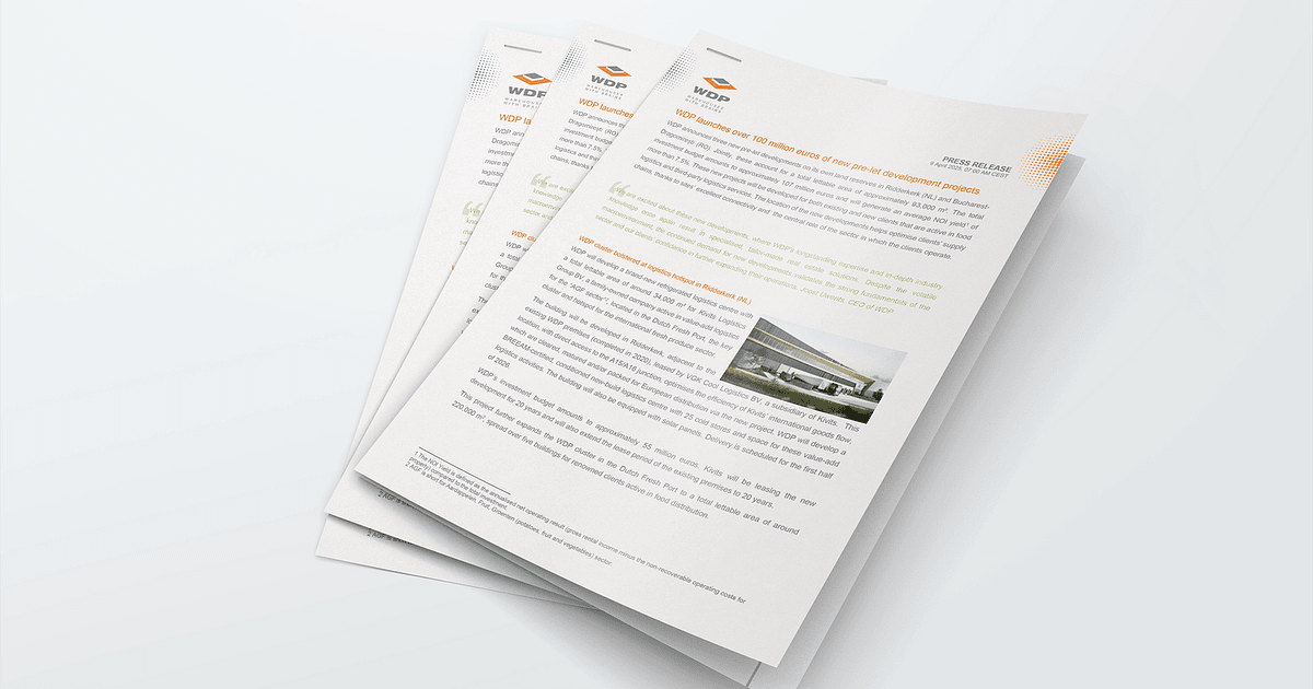 Warehouses De Pauw | WDP start ruim 100 miljoen euro aan nieuwe…